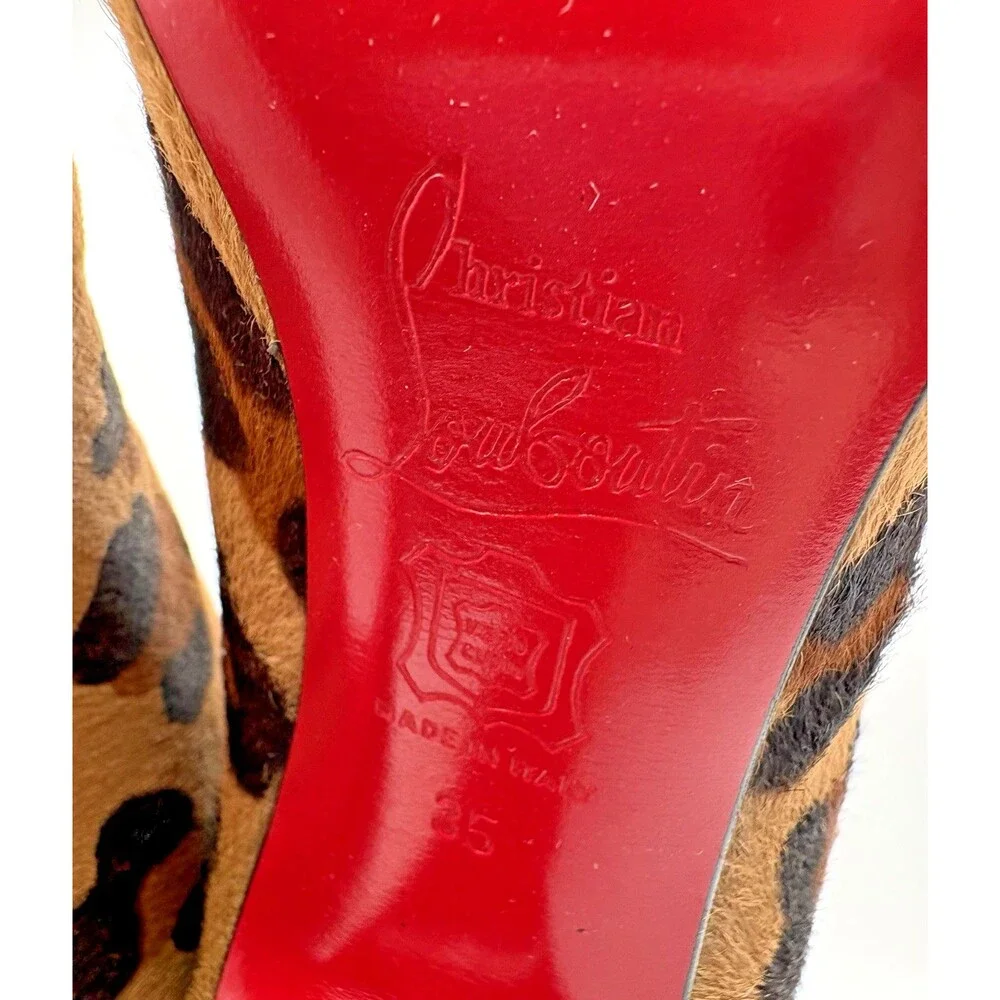 Christian Louboutin Cheetah Print Pony Hair Knee High Platform Boots Size EU 35